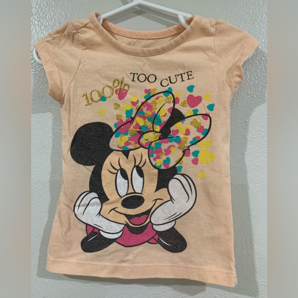 Sweet Disney Minnie Mouse peach color t-shirt size 2t